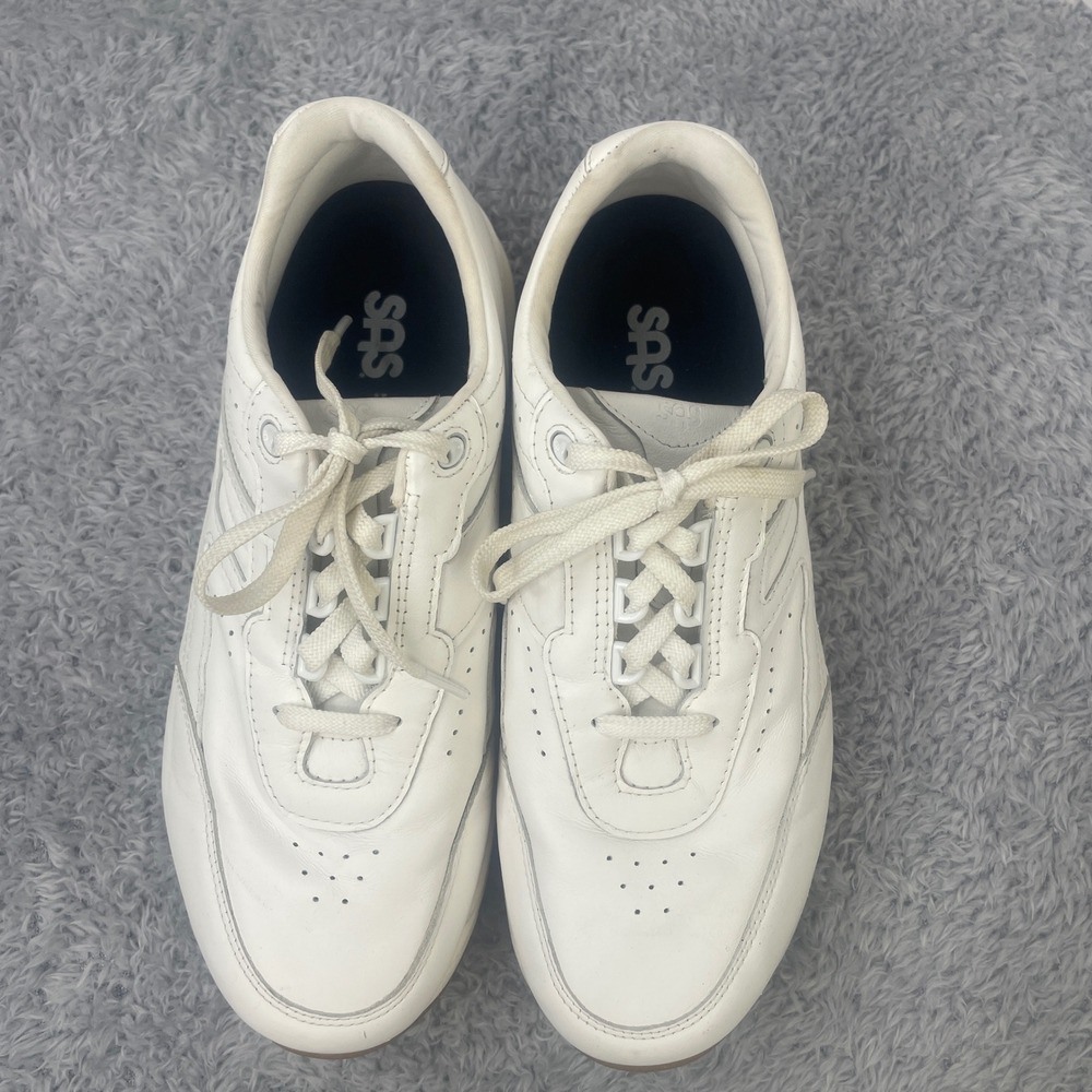 SAS Walk Easy Walking Shoes Womens 11.5 W3 White Leather Comfort Sneakers - Picture 5 of 11